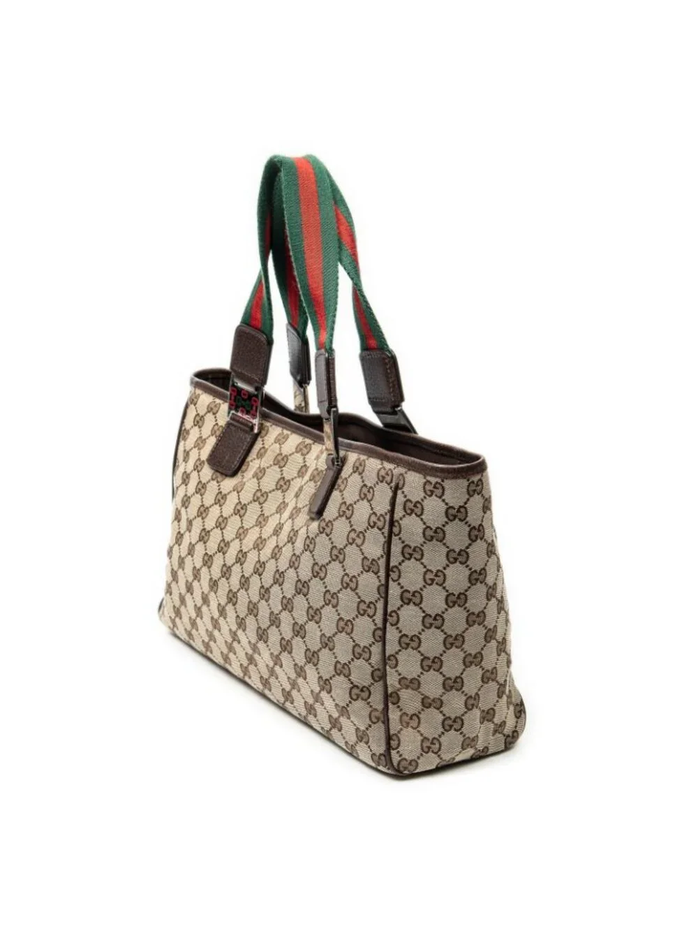 Gucci Web Medium Pop Tote Brown Beige GG Canvas